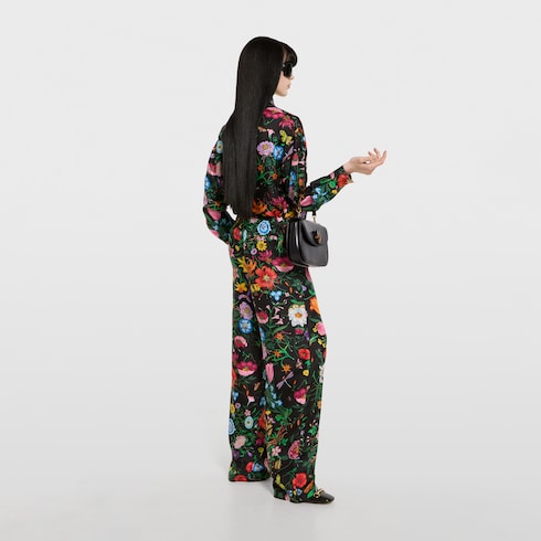 Hose aus Seidentwill mit Print