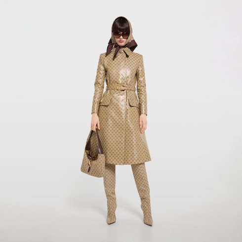 Cappotto in tessuto di cotone GG spalmato