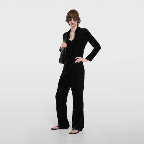 Chemise en velours dévoré GG stretch