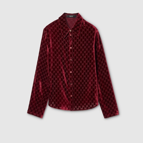 Chemise en velours dévoré GG stretch