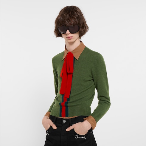 Maglione in cashmere lavorato a maglia con nastro 