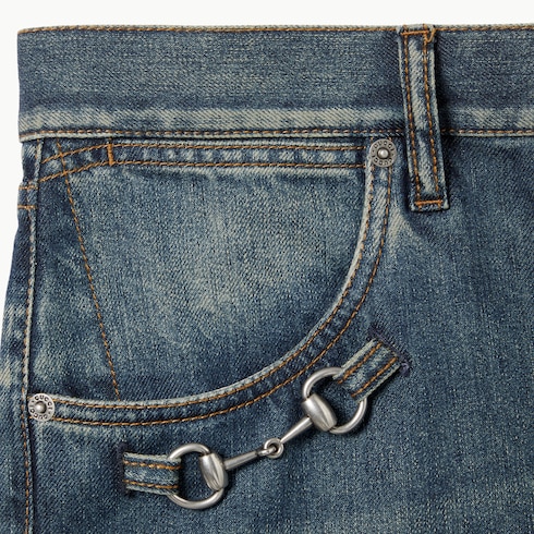 Pantalón de denim de algodón con Horsebit