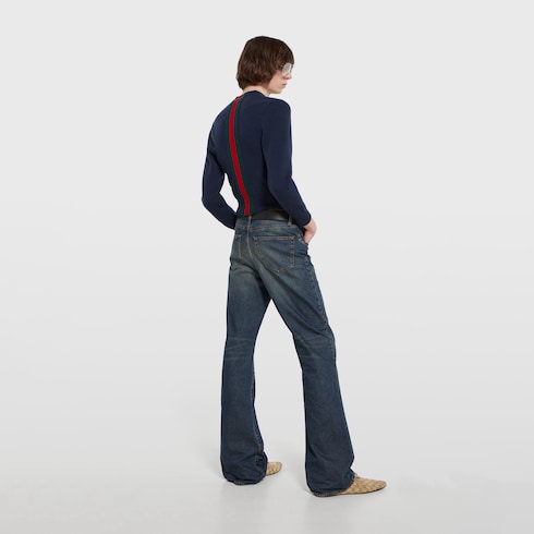 Pantalones de mezclilla de algodón con detalles de Horsebit