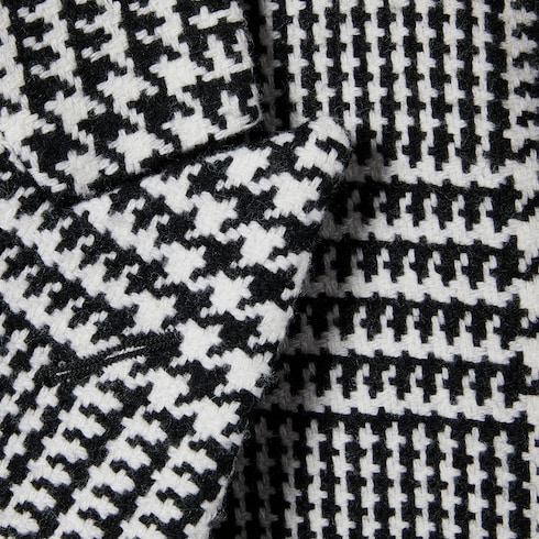 Double-breasted Prince of Wales wool coat