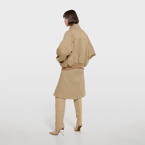 GG cotton canvas fabric zip jacket