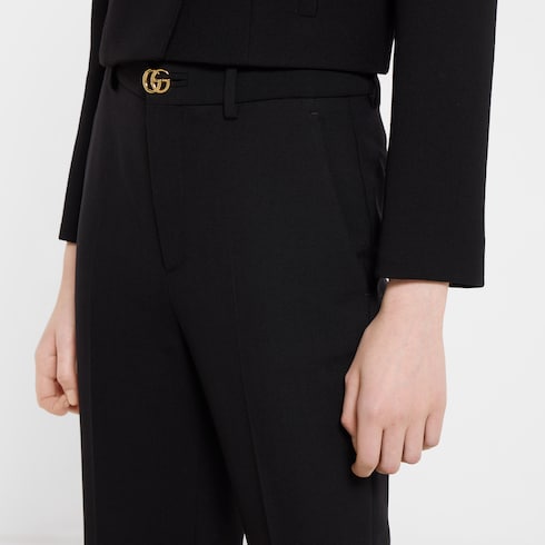 Pantalones de crepé de lana con botón Doble G