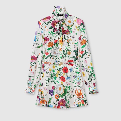 Robe en twill de soie imprimé