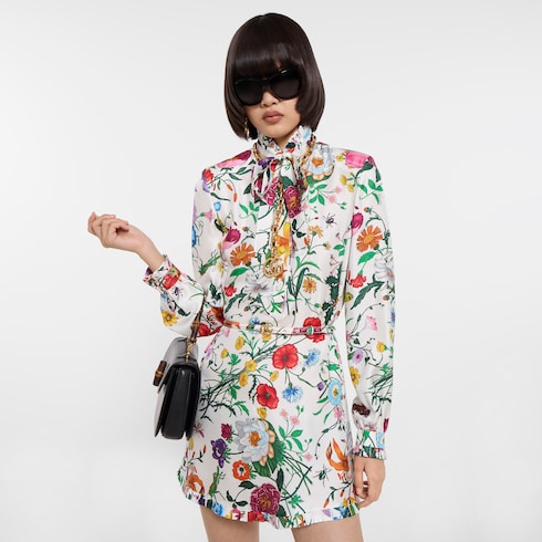 Robe en twill de soie imprimé