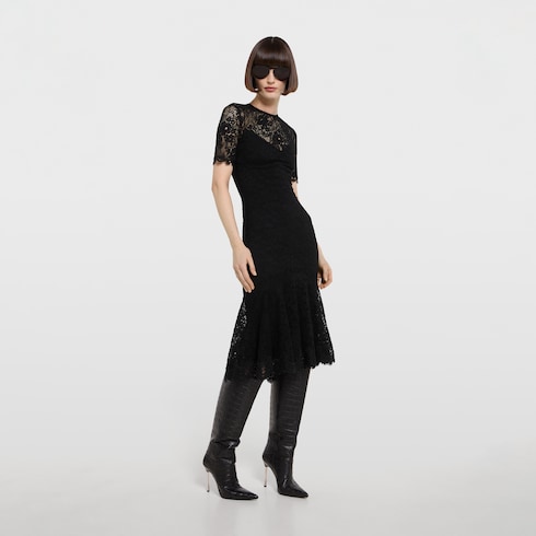 GG flower stretch lace dress