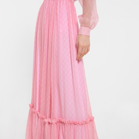 Gonna lunga in chiffon di seta stampata