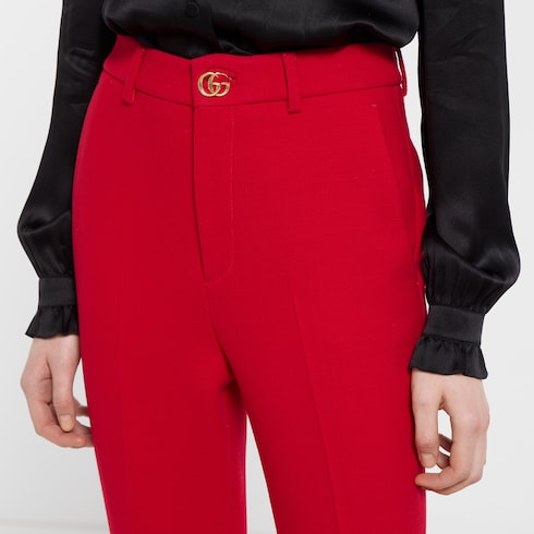 Pantalones de crepé de lana con botón Doble G