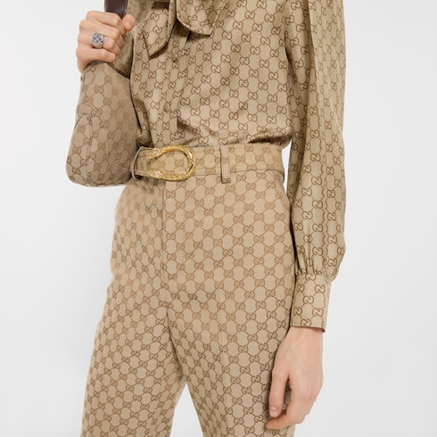 Pantalón de canvas de algodón con GG