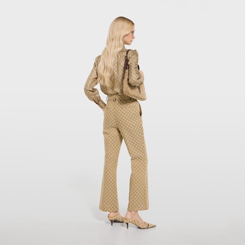 GG cotton canvas fabric pants