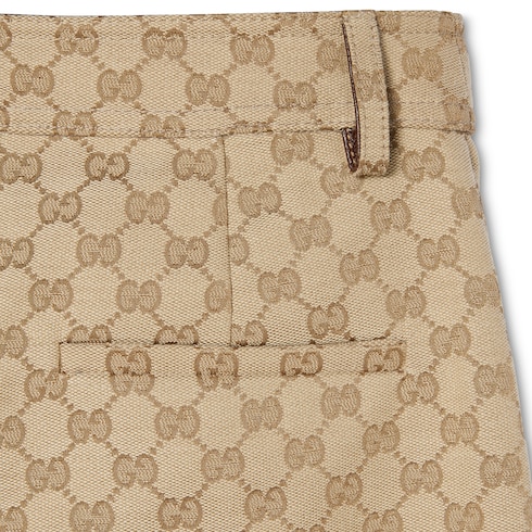 GG cotton canvas fabric pants