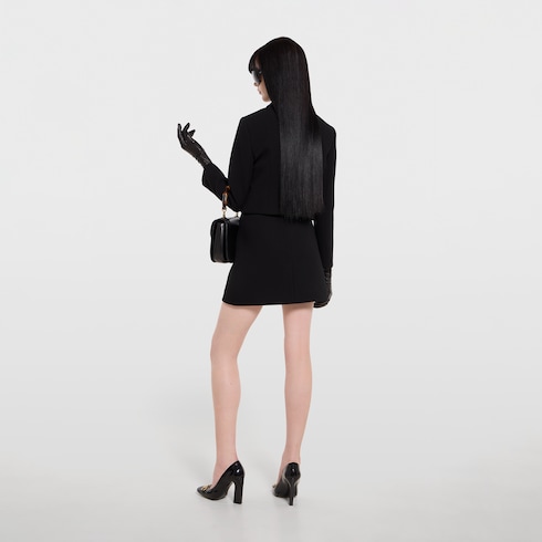 Crêpe wool skirt with Double G button