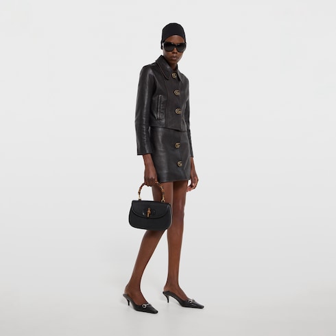 Veste en cuir effet vieilli