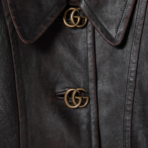 Chaqueta de piel con efecto envejecido