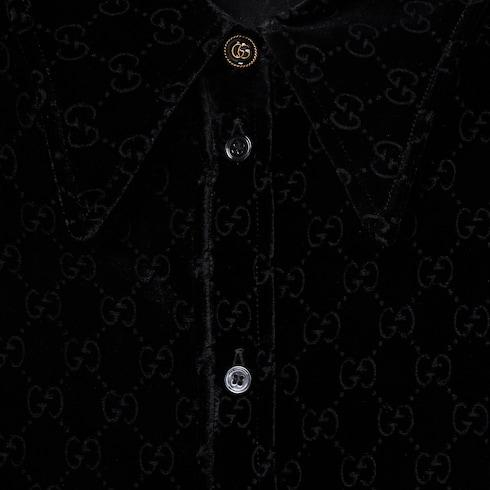 قميص من المخمل ونسيج ديفوريه القابل للتمدد بنقش GG