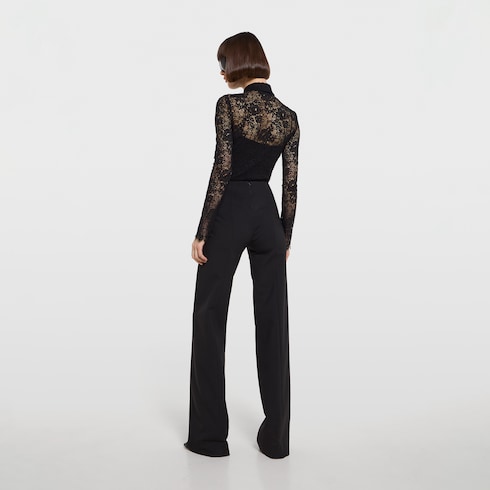 Bluse aus Stretch-Spitze mit GG Blumen-Motiv