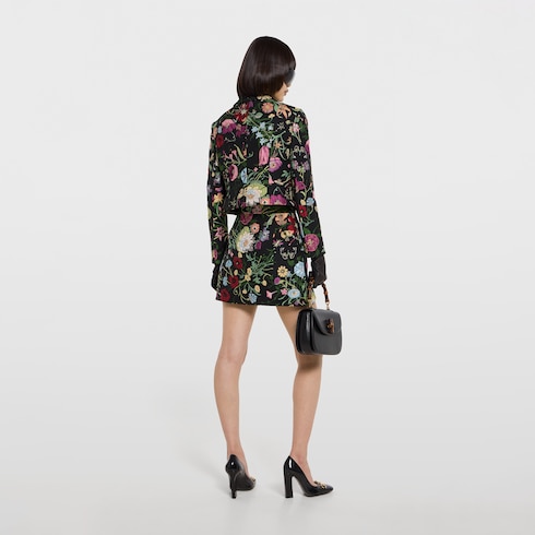 Jacke aus Seidenbrokat mit Gucci Flora-Motiv