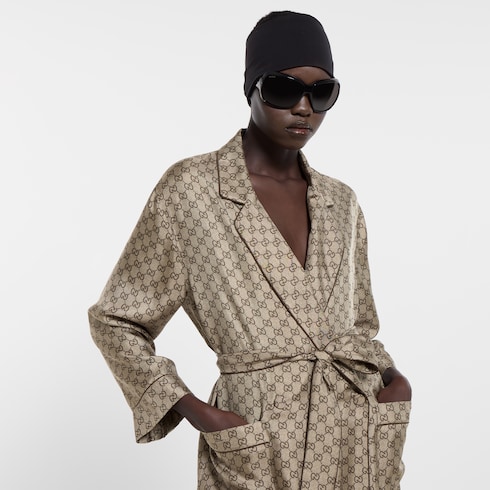 Printed silk twill shirt