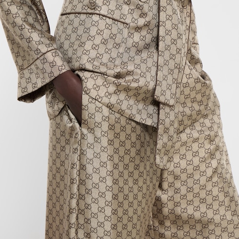 Printed silk twill leisure pants