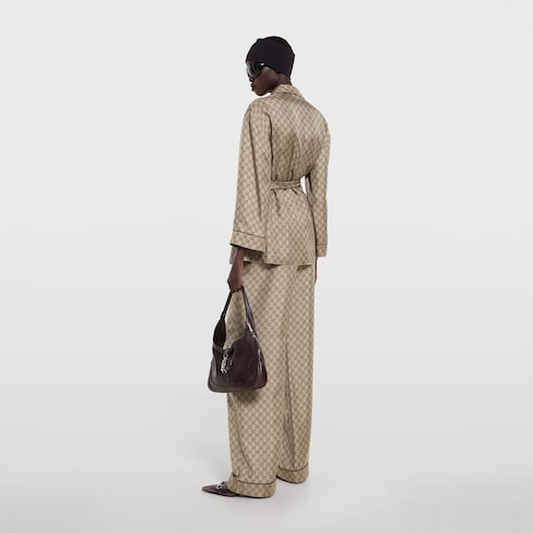 Printed silk twill leisure pants