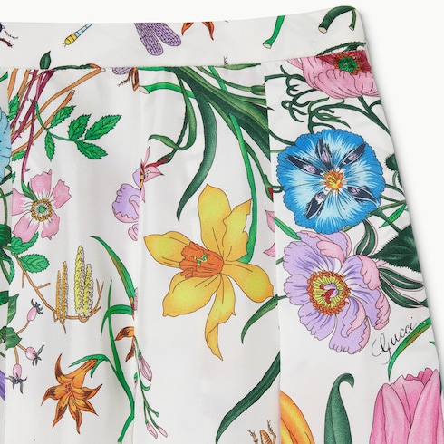 Gonna plissettata in twill di seta con stampa