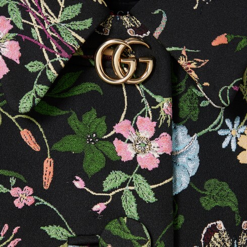 Manteau en brocart en soie Gucci Flora