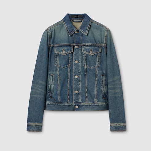 Chaqueta de denim de algodón con Horsebit