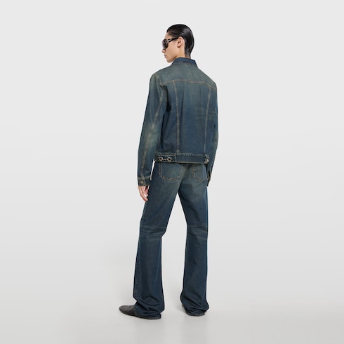 Cotton denim jacket with Horsebit