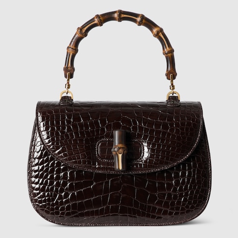 Borsa media Gucci Bamboo 1947 in pelle di coccodrillo