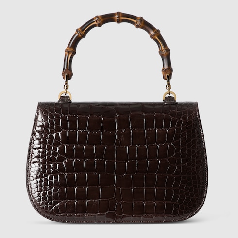 حقيبة Gucci Bamboo 1947 متوسطة الحجم من جلد التمساح