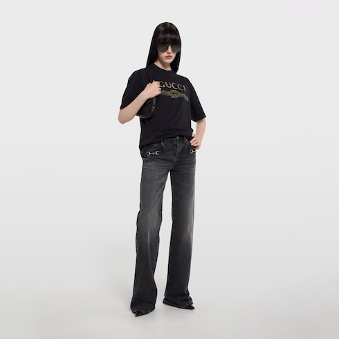 T-shirt en jersey de coton et soie avec imprimé