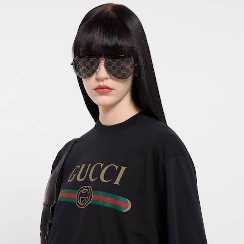 Playera de punto de algodón y seda con estampado