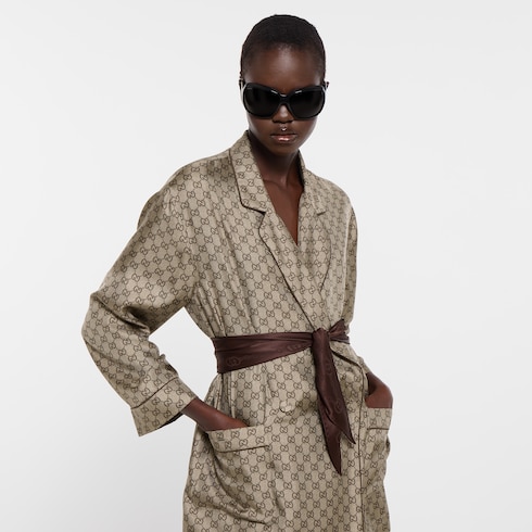 Foulard a rombo in seta con catena Incrocio GG