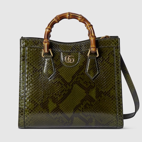 Gucci Diana竹节蟒蛇皮中号托特包