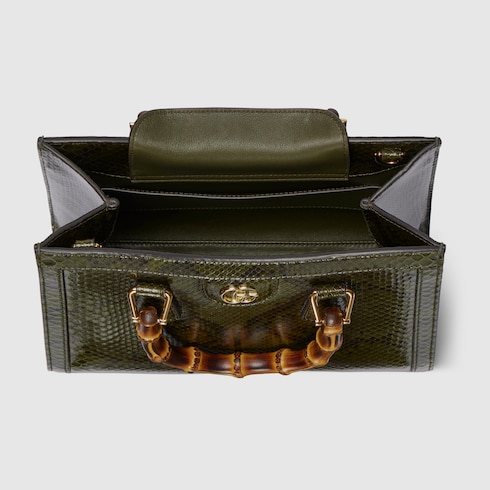 Gucci Diana竹节蟒蛇皮中号托特包