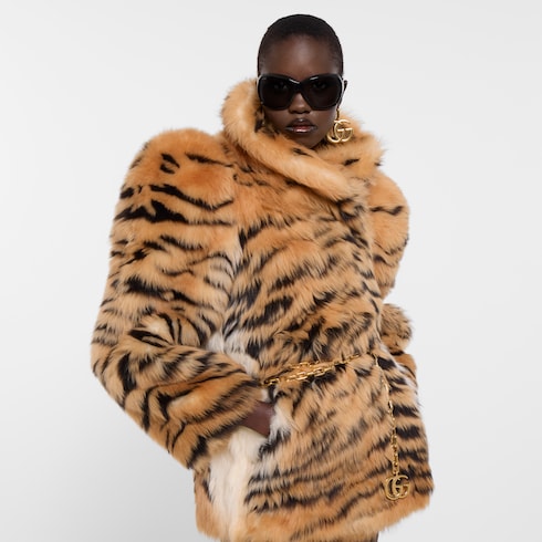 Smooth long shearling coat