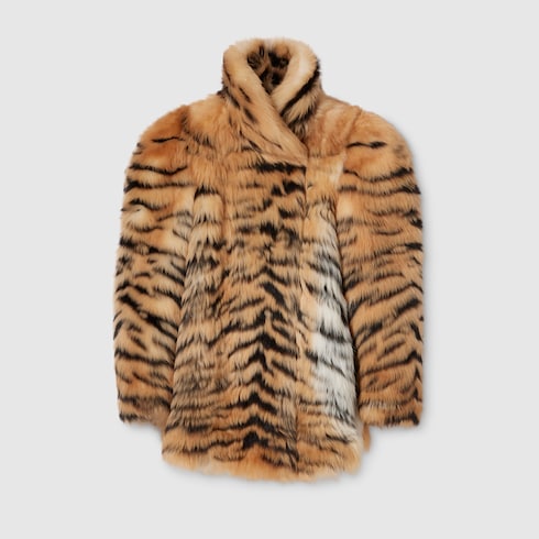 Mantel aus glattem Langhaar-Shearling