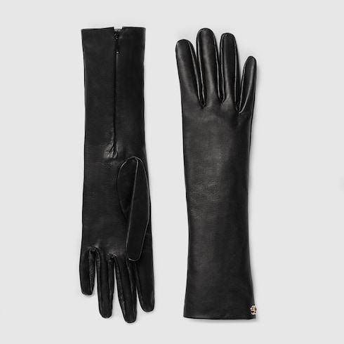 Leather gloves with Double G