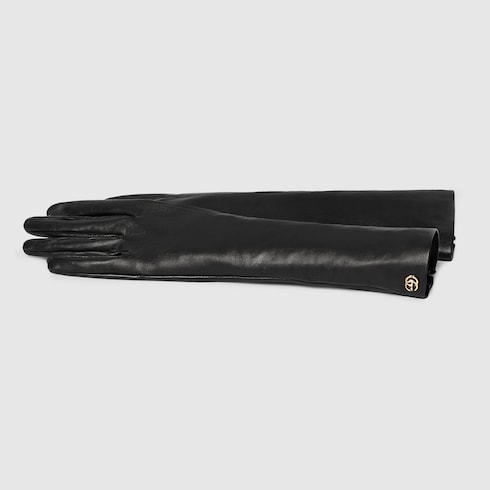 Leather gloves with Double G