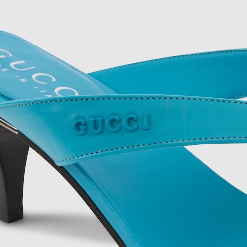 Women's Vittoria thong in bright blue leather | GUCCI® US