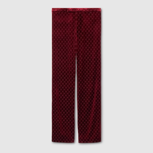 Pantalón de terciopelo devoré elástico con GG