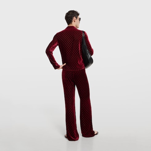 Pantalón de terciopelo devoré elástico con GG
