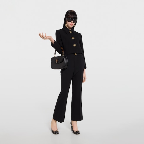 Crêpe wool jacket with Double G button