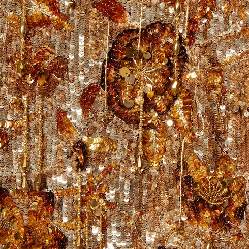 クリスタル エンブロイダリー チュール ロングドレス