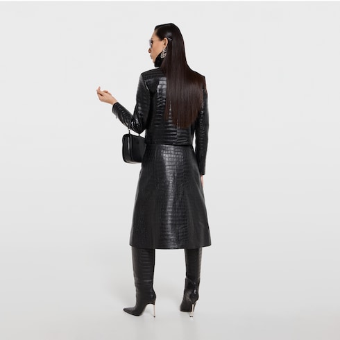 Crocodile leather jacket in black | GUCCI® US