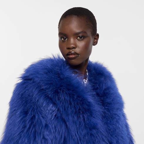 Long smooth shearling coat