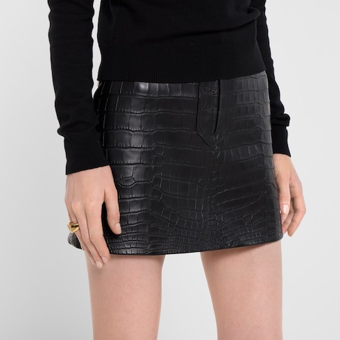 Crocodile leather skirt with Gucci crest in black | GUCCI® US